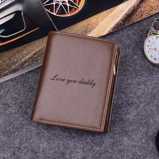Engraved Wallets For Men Ultra-Thin Young Short PU leather Wallet