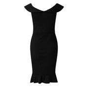 Off Shoulder Shiny Ruched Black Mini Dress