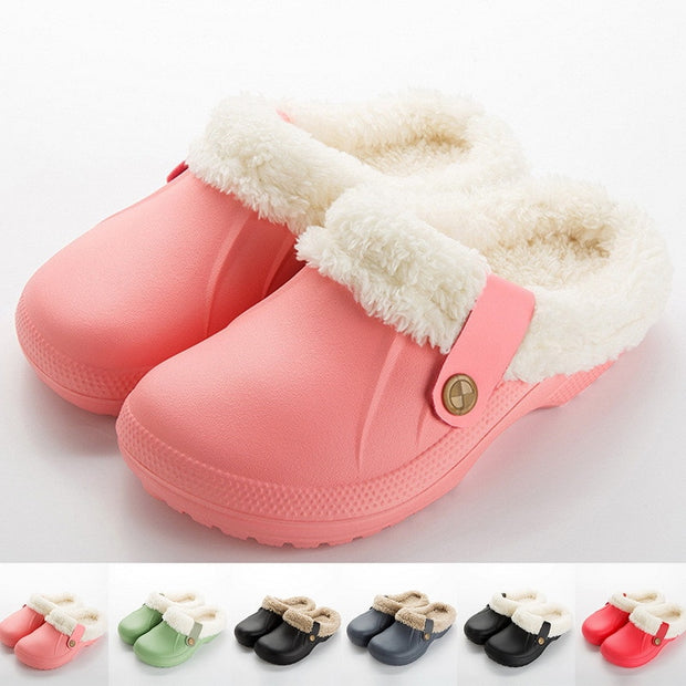 Unisex Home Winter Clogs Indoor Fur Warm Slippers