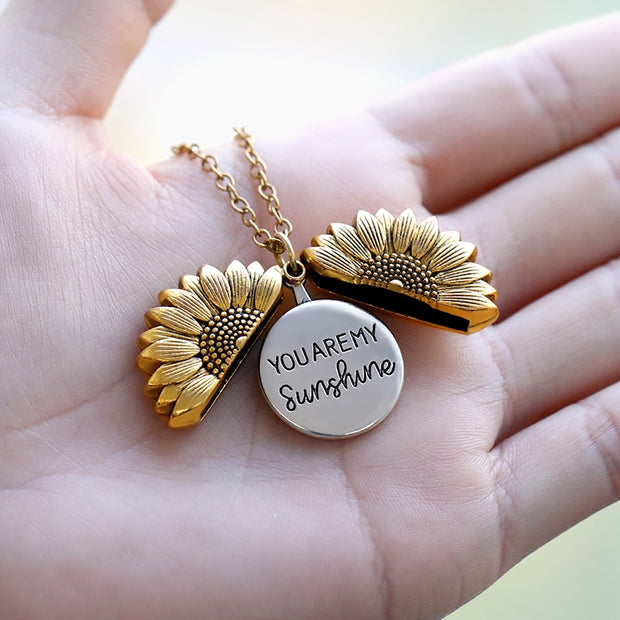You Are My Sunshine Necklaces For Women Men Lover Gold Color Sunflower Necklace