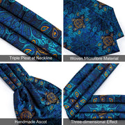 DiBanGu Men Luxury Silk Ascot Tie Cravat Tie Handkerchief Cufflinks 3pcs Set