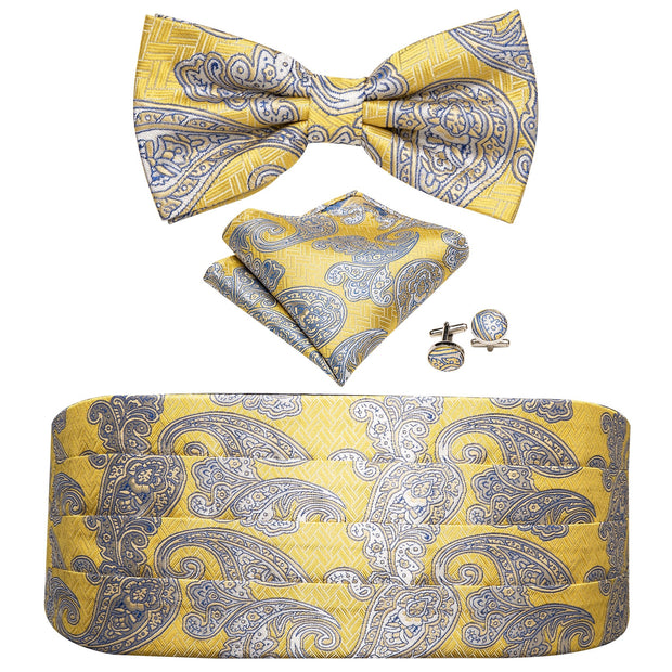 Barry.Wang Mens Brown Bow Tie Plaid Cummerbund Checked