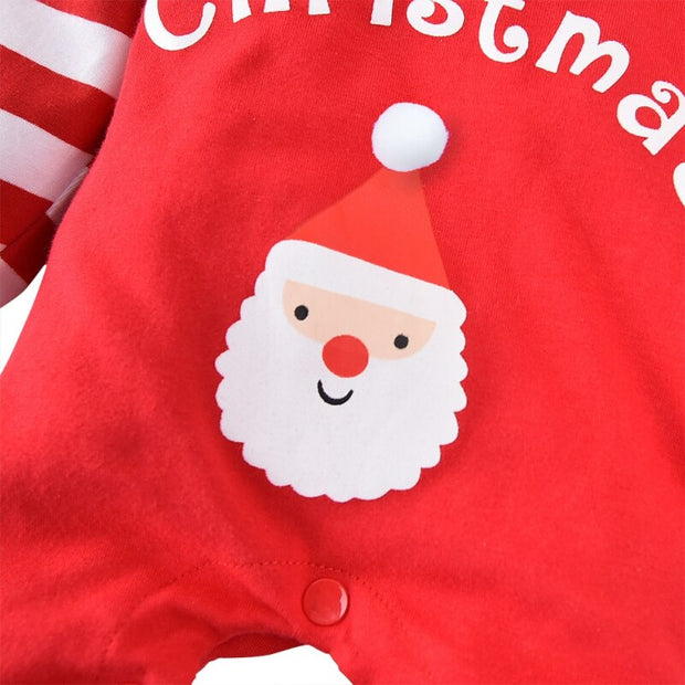 Ins Santa Claus Romper Suit Striped Playsuit Clothes+Hat 2PCS Baby Kids