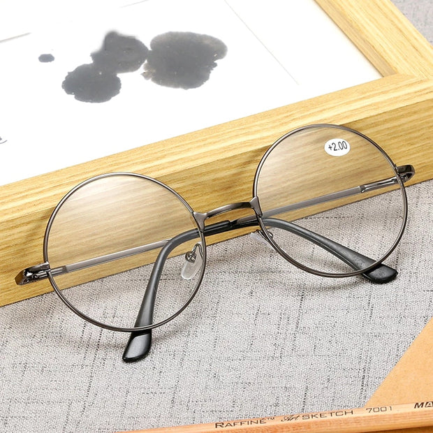 Retro Metal Round Frame Reading Glasses Women Men Presbyopic Eyeglasses