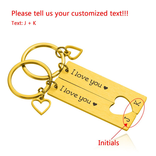 Personalized Stainless Steel Date Name Couple Custom Keychain