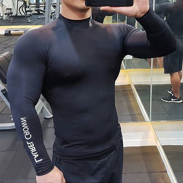 Gym Fitness Skinny T-shirt Men Compression Quick dry Long sleeve Shirt Male
