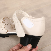 Genuine Leather Shoes Woman Retro Hollow Out Sandals