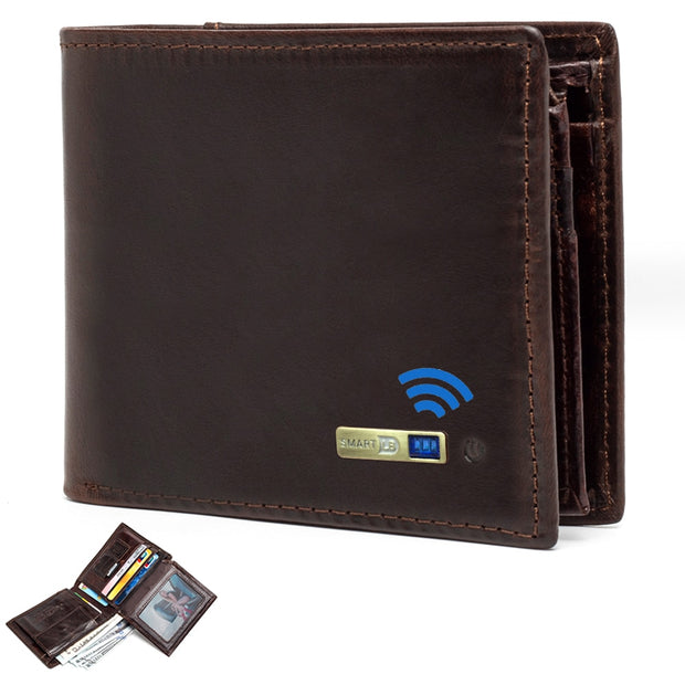 Smart Anti-lost Wallet -compatible Leather Short Credit Card Holders Male