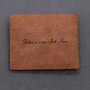 Custom Pattern Engraving Men 's Leather Bi-Fold Photo Personalized Wallet