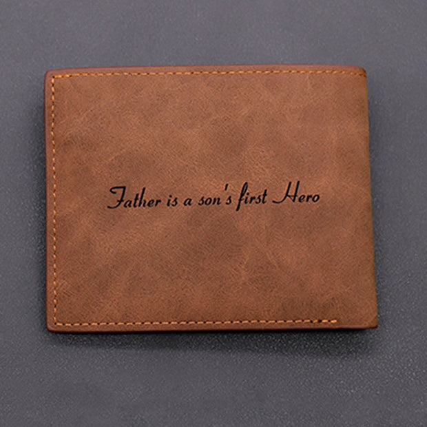 Custom Pattern Engraving Men 's Leather Bi-Fold Photo Personalized Wallet