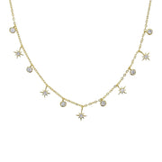 promotion cz star charm choker necklace gold silver color