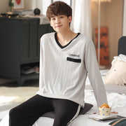 Full Pure Cotton Pajamas Letter Sleepwear Solid Color