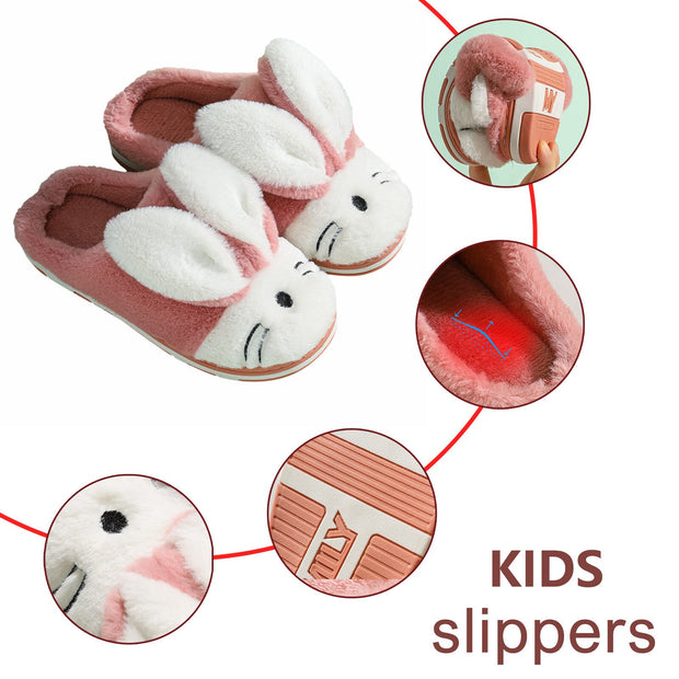 Kawaii Cartoon Rabbit Kids Slippers Children Boys Girls Cartoon Furry Shoes