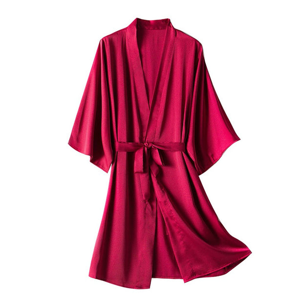 New Silk Kimono Robe Bathrobe Women Satin Bridesmaid Robes