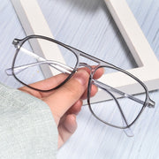 Transparent Double Beam Retro Flat Spectacles Myopia Glasses Frame