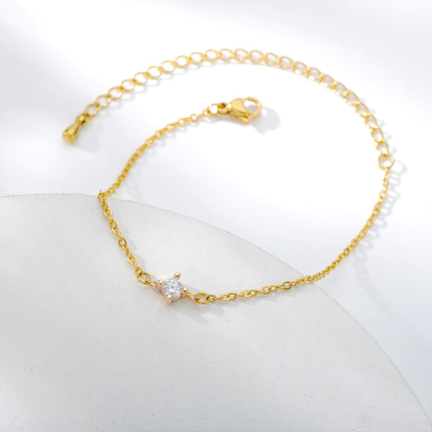 Single Zircon Circle Bead Bracelets For Women Stainless Steel Bracelet Summer Jewelry