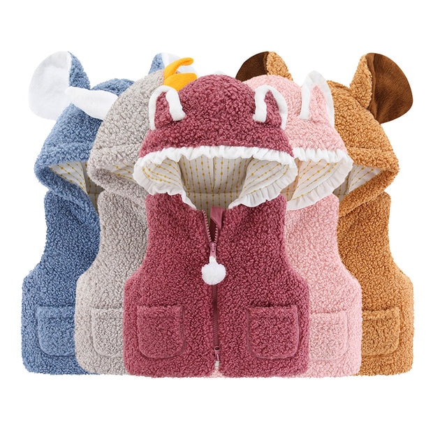 Toddler Baby Girls Boys Vest Kids Warm Clothes Solid Outdoor Fleece Waistcoat