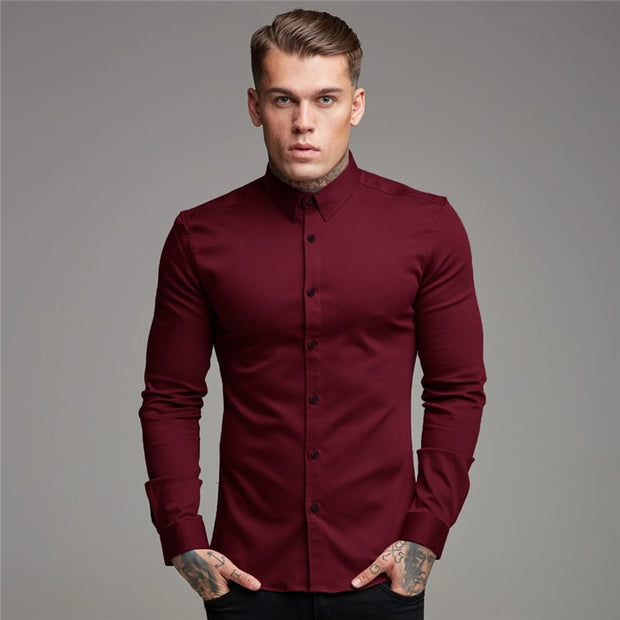 Summer Thin Section Non-iron Modal Shirt Men Black Long-sleeved Business