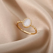 Red Opal Rings For Women Stainless Steel Gold Color Finger Ring