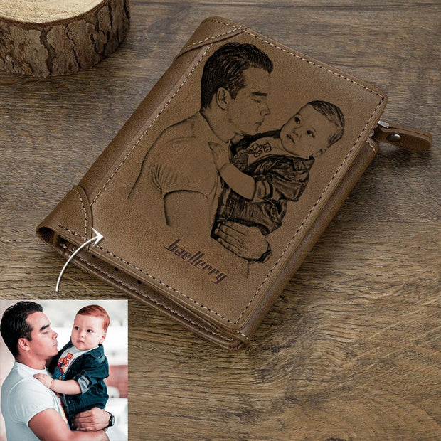 Direct sales Custom Photo Wallet Men Thin Section Buckle Leather
