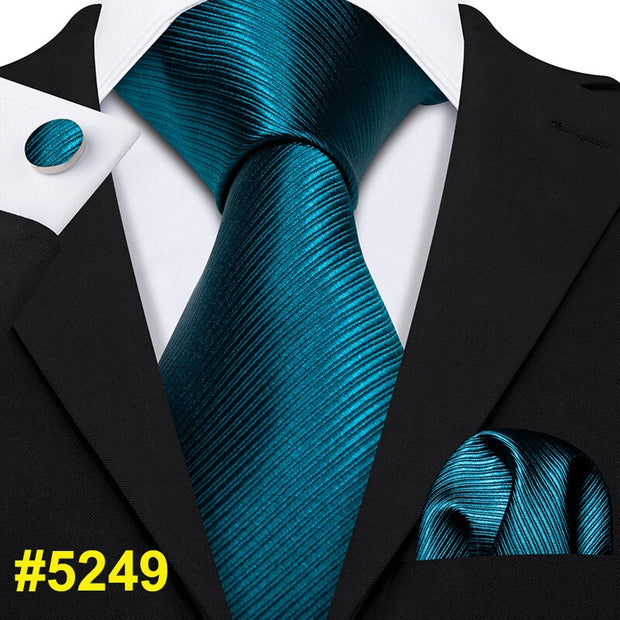 LS-5090 New Mens Ties Handkerchief Set 11 Colors Solid Silk Ties For Men