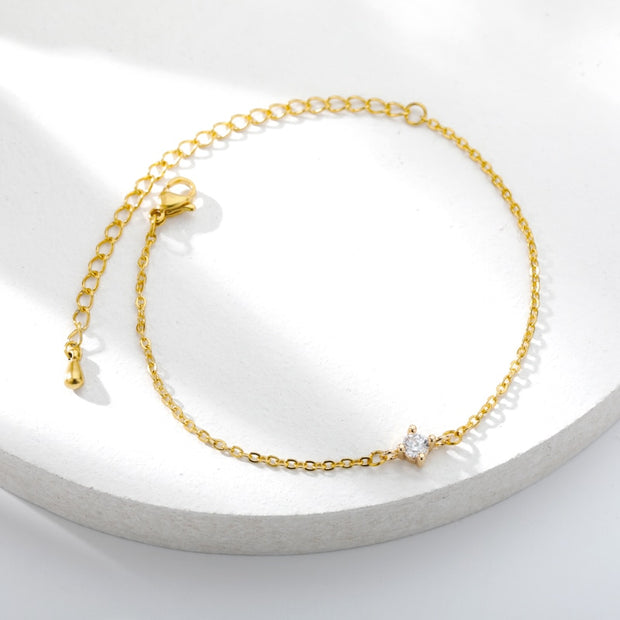 Single Zircon Circle Bead Bracelets For Women Stainless Steel Bracelet Summer Jewelry