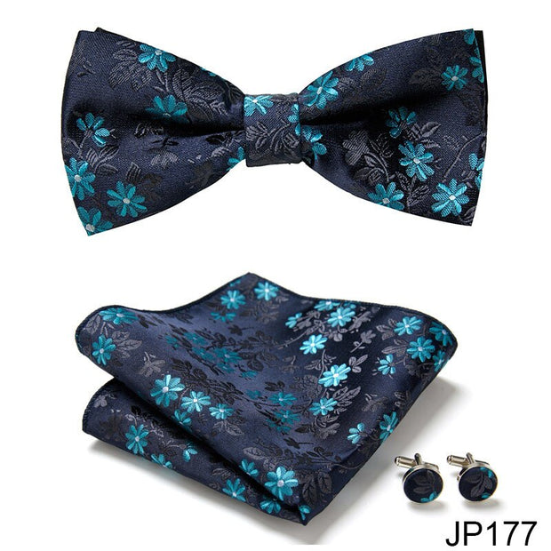 New Paisley  Bow Tie for men Wedding Bowtie Handkerchief Cufflink Set