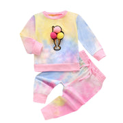 Rainbow Tie-Dyed Sweatshirt +Pants Pajamas Sets Kids Outfit