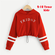 Children's Sweatshirts Letter Stripe Print Hooded Hoodies Pullover Kids Outfits