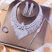 Stonefans Luxury Tassel Rhinestone Bridal Jewelry Sets for Women Wedding