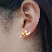 Cute Star Name Earrings For Women Girl Customized Jewelry Personalized Crown Butterfly