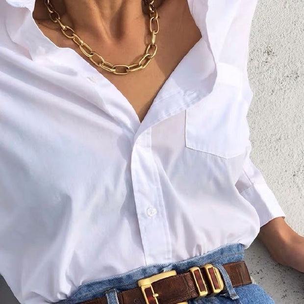OT Chains for Women Vintage Gold Color Necklace 2022 Trend Fashion
