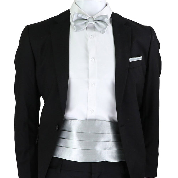 New Fashion Mens Cummerbund Bow Tie Brooch Set