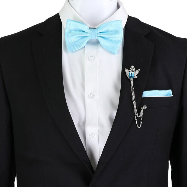 Butterfly Hanky Cufflinks Tassel Brooch Polyester Jacquard Woven Bowtie