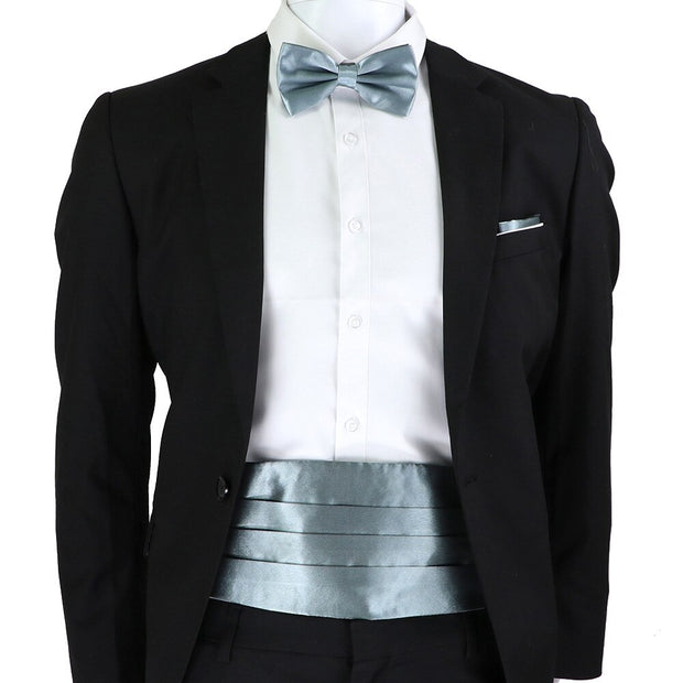 New Fashion Mens Cummerbund Bow Tie Brooch Set