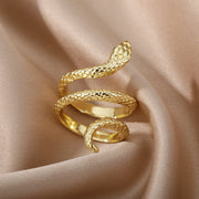 Hip Hop Open Adjustable Gold Color Ring Stainless Steel Zircon