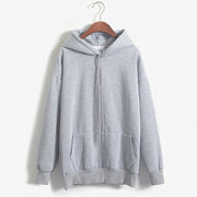 New Casual Ladies Spring Autumn Hoodies Tops Solid Color Women