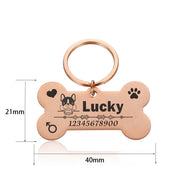 Engraved Pet Id Tags Custom Metal Bone Collar for Cat Silent Tag Personalized Collar