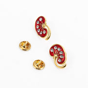 Red Kidney Crystal Enamel Pin Medical Gift Doctors Nurse Gold Color Brooches