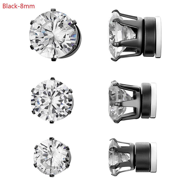 BONISKISS Stainless Steel Stud Earrings for Men Women Unisex Round Magnet Earrings