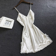 Floral Lace V-neck Strap Night Dress Sexy Woman Nightgown