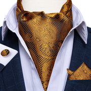 Luxury Men&#39;s Vintage Paisley Floral Formal Cravat Ascot Tie Self British Style