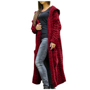 Cardigans Solid Color Long Sleeve Braid Knit Hooded Sweater