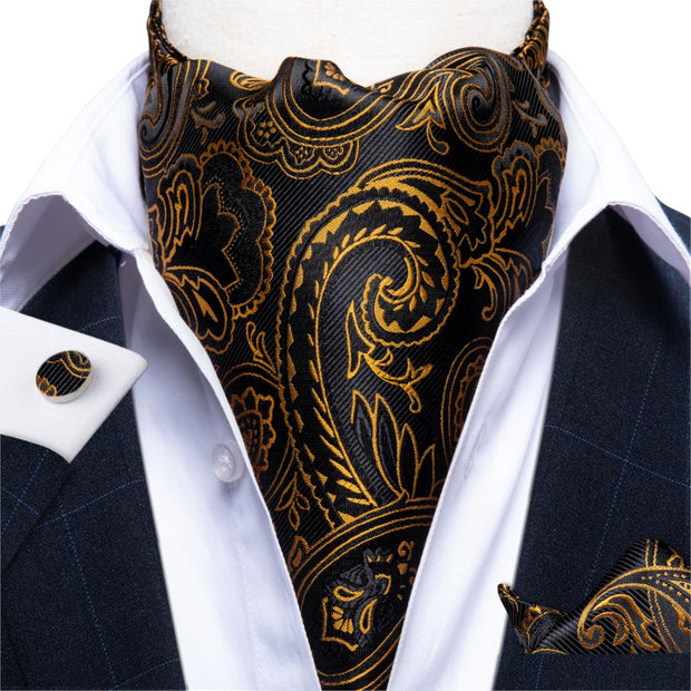 Luxury Men&#39;s Vintage Paisley Floral Formal Cravat Ascot Tie Self British Style
