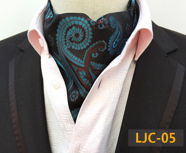 Men Vintage Cashew Floral Wedding Formal Cravat Ascot Scrunch