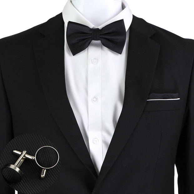Butterfly Hanky Cufflinks Tassel Brooch Polyester Jacquard Woven Bowtie