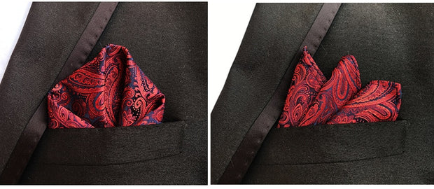 EASY.H Luxury 25*25CM  Vintage Floral Paisley Silk Hanky Pocket Square
