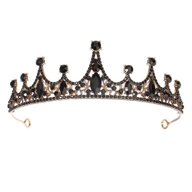 Vintage Baroque Black Color Queen Tiaras Crown Diadem Crystal