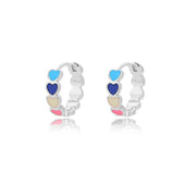 1 Pair Cute Enamel Heart Earrings For Women Sliver Color Stainless Steel