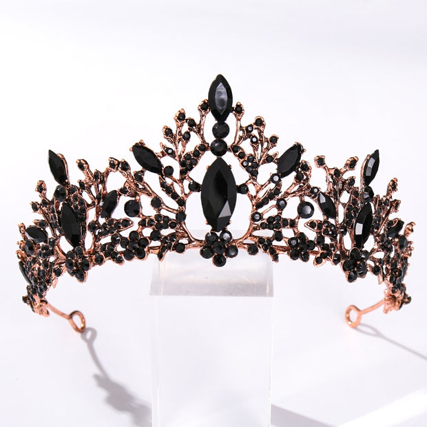 Vintage Baroque Black Color Queen Tiaras Crown Diadem Crystal